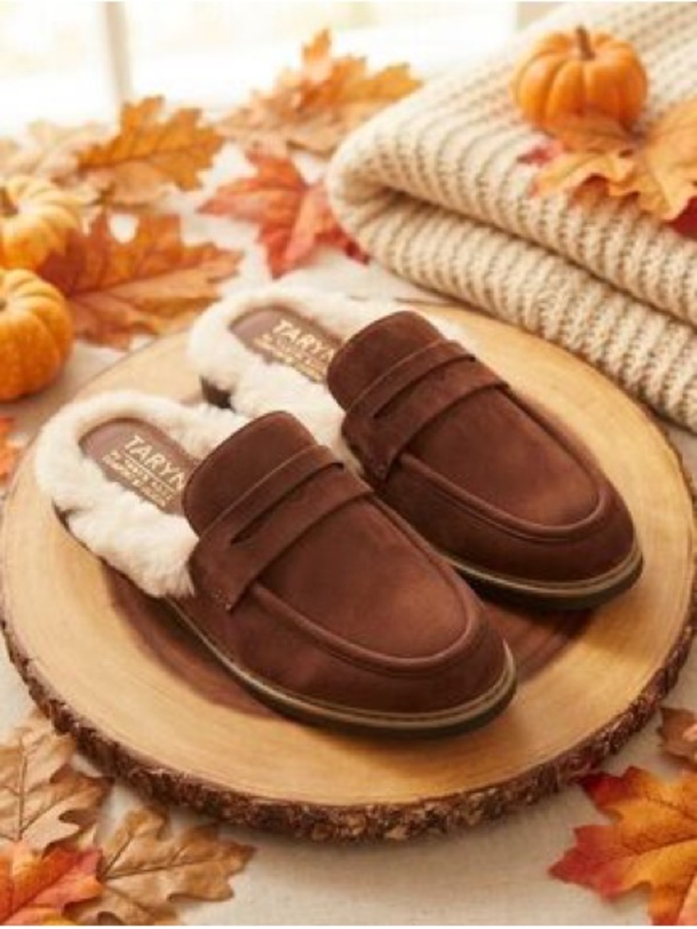 Taryn by Taryn Rose Faux Fur Backless Penny Loafer Mules sz: 8.5